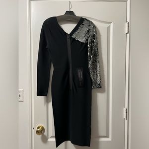 BCBGMaxazria Sequin Long Sleeve Bodycon Dress